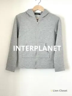 INTERPLANET グレー ジップアップパーカー きれいめカジュアルのサムネイル