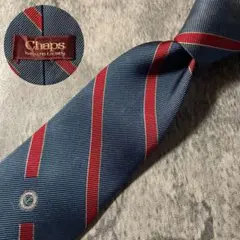 AN460 CHAPS ネイビー ストライプ シルク ネクタイ
