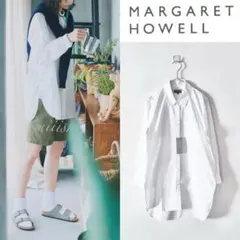 マーガレットハウエル 2025 ドット柄 シアーコットン ポプリン シャツ