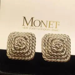 MONET　モネ　イヤリング　シルバー　四角い　大ぶり　ヴィンテージ
