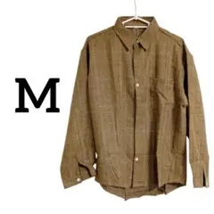 【M】チェックシャツ メンズ 長袖 カジュアル ブラウン　おしゃれ　ボタン