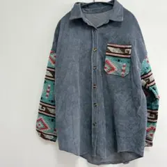 Mサイズ グレー柄 長袖シャツ　羽織　アウター