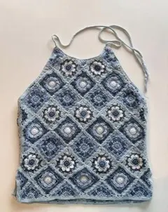 １点物　vintage クロシェ ニット　裏地付きのサムネイル