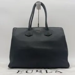 極美品✨ フルラ アルバ トートバッグ レザー シボ革 ブラック A4収容可