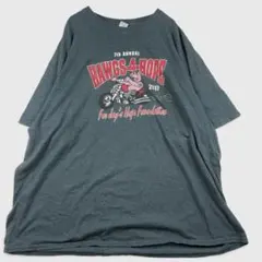 【GILDAN】両面プリントTシャツ 3XL ヘザーグレー バイク 【B154】