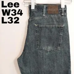Lee リー W34 ダークブルーデニム ボトム ヒゲ 古着 青 13354