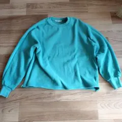 BEAUTY&YOUTH ターコイズ クルーネック オーバーサイズスウェット