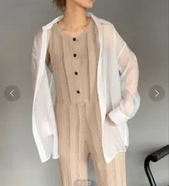 JEANASIS シャンブレーメタリックシアーシャツLS　ホワイト