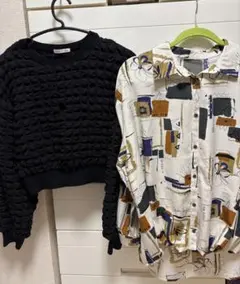 NICE CLAUP 春トップス2点セット F ブラウス　ポコポコプルオーバー