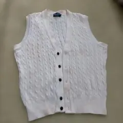 FRED PERRY スクールベスト Lサイズ　白　ホワイトベージュ