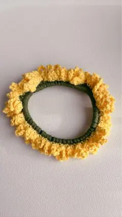 【ハンドメイド】 ミモザシュシュ かぎ針編み　編み物　コットン