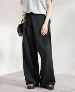 《新品24SS》FRAMeWORK 撥水リサイクルPeラップワイドパンツ 黒 S