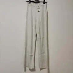 ユニクロ　ウォッシャブルニットリブパンツ　丈長め　ナチュラル　L