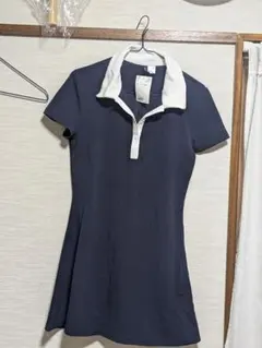 ネイビー 半袖ポロシャツワンピース