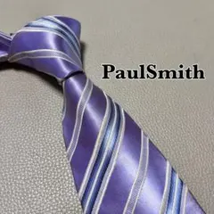 ポールスミス　ネクタイ　ストライプ ドット　チェック　パープル　薄紫色