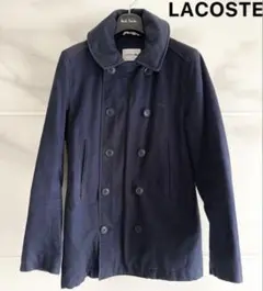 LACOSTE ネイビー ウール ピーコート LACOSTE ネイビー ウール ピーコート