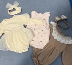 ベビー春服　３点セット　ヘアバンド付き