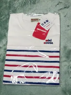 【新品】ミキハウス ロゴストライプ Tシャツ 110 m