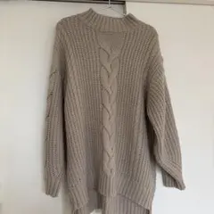 earth music & ecology ベージュ ケーブル編み ニット