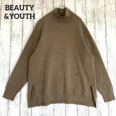 【ビューティーアンドユース】タートルネックニットセーター　ブラウン　ゆったり無地