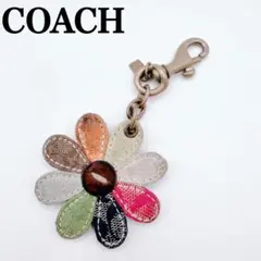 coach コーチ チャーム パッチワーク フラワー シグネチャー ピンク