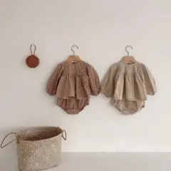 一回着用　インポート　ギンガムチェック　セットアップ　くすみカラー