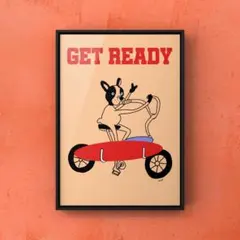★A4フレーム付き★オリジナル アートポスター GET READY サーフィン
