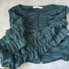 MOUSSY グリーン シャーリング ブラウス