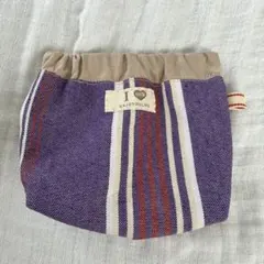 ハンドメイド 巾着ポーチ ストライプ柄