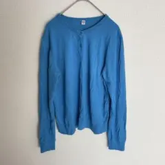 UNIQLO コットンレーヨン カーディガン ブルー L