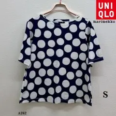 UNIQLO『ユニクロ』マリメッコ Tシャツ【S】青×白ドット