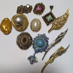 ヴィンテージ　ブローチ　9個セット ペンダントトップ2個　まとめ売り