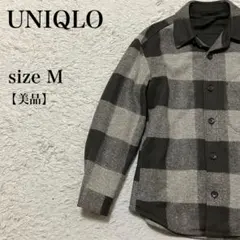 UNIQLO ブロックチェック CPOシャツジャケット 美品 M グレー 上品