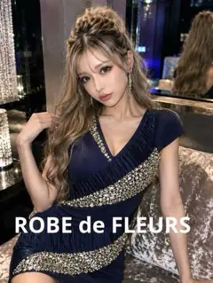 【ROBE de FLEURS】タイトドレス ワンピース ネイビー キャバドレス