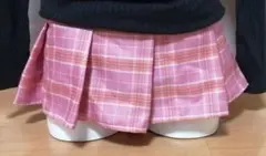 制服風 ピンク色 プリーツ マイクロミニスカート 超ミニスカ チェック柄
