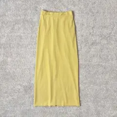 ルティーク　ナロースカート　ロング　リブ　ウエスト一部ゴム　M 黄色系