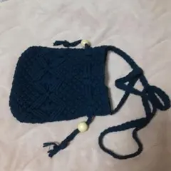 ブラック編み物ポシェット