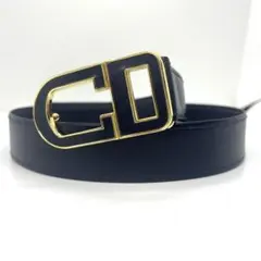 【極美品】クリスチャンディオール　ベルト　CDロゴ　ネイビー　レザーのサムネイル
