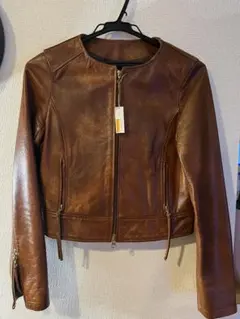 【本革/サイズ2】シングルレザーライダースジャケット ブラウン/PICCIN