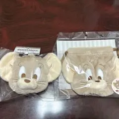 トムとジェリー　ジェリーのカラビナ付きぬいぐるみファスナーマスコットと巾着の２点