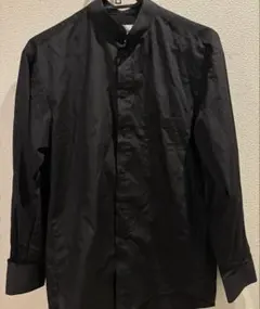 バンドカラーシャツ 長袖 黒 M 黒シャツ　スタンドカラー　メンズ ビジネス
