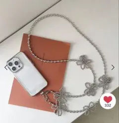 LOWRYS FARM オハナビーズモバイルショルダーストラップ シルバー
