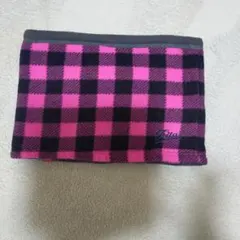 FILA フリース ネックウォーマー ピンク・黒チェック