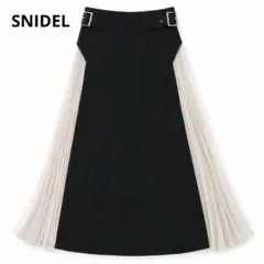 SNIDEL サイドプリーツスカート ロング フレア ベルト付き バイカラー 0のサムネイル