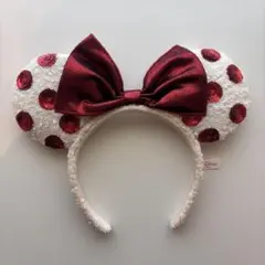 ディズニー　ミニー　カチューシャ　ドット　水玉　赤　白