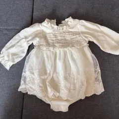 ホワイト フリル レースロンパース　70から80cm