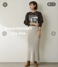 【美品】シーナリー　SHENERY リブニットロングスカート　スカート　秋　冬
