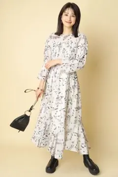 Rirandture リランドチュール　幾何シフォンプリントワンピース