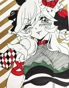 ジェンティルドンナ ウマ娘 手書きイラスト 水着 中色紙 ファンアート