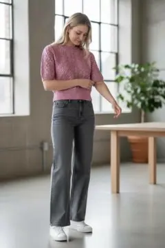 ZARA クロップド　メタリック　ニット ピンクS セーター美品　銀色